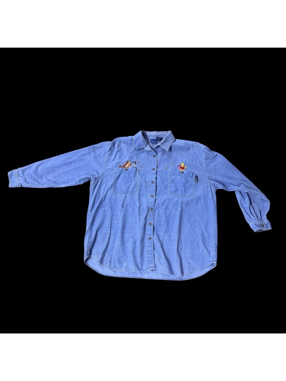 Vintage Disney Winnie The Pooh Embroidered Corduroy Shirt XL 1990s Blue Tigger - Picture 2 of 10